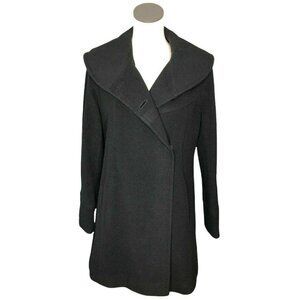 Orvis Womens 10 Wool Blend Swing Coat Jacket Black Portrait Collar Winter